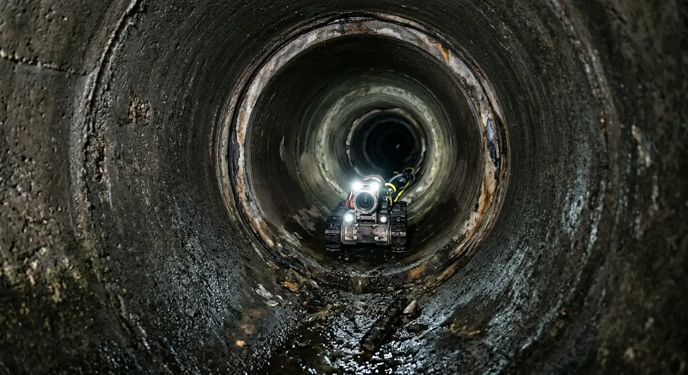 Robotic sewer camera inspecting pipe interior for Sewer Line Repair in Freehold